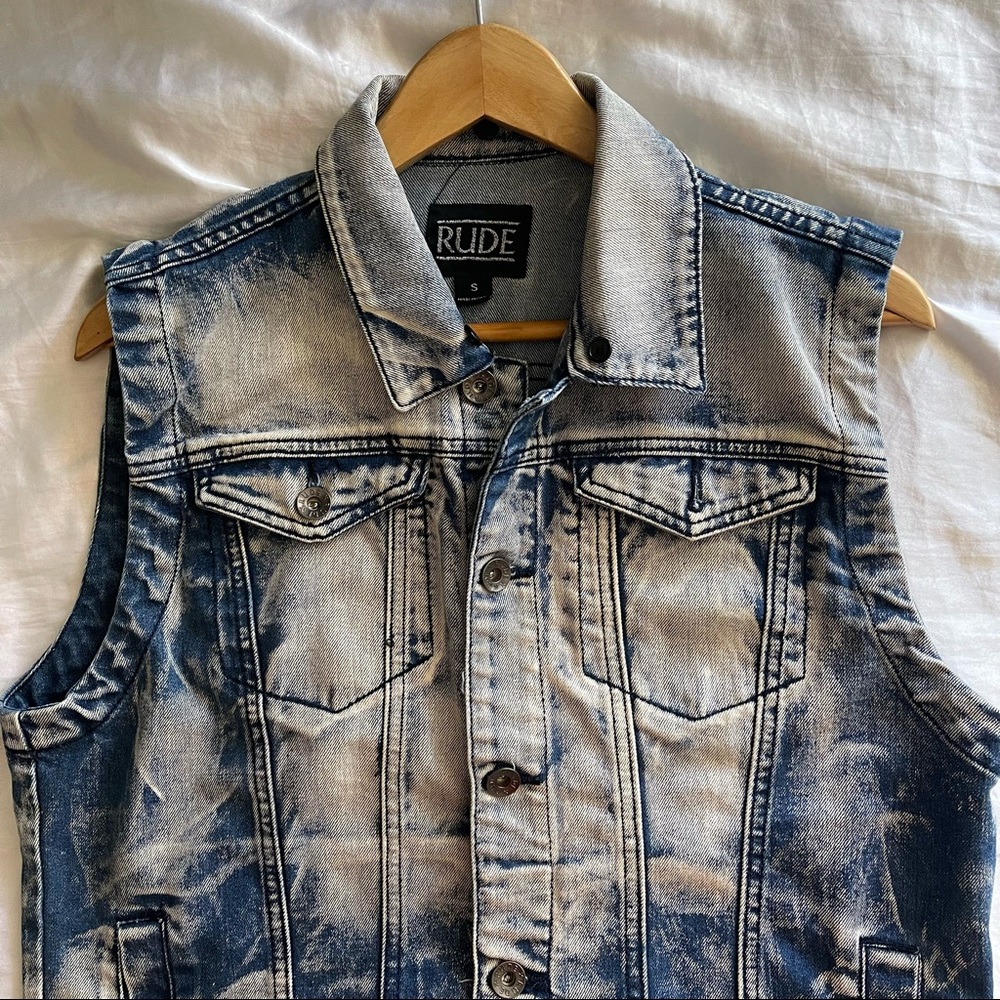 Rude - From Hot Topic - Sleeveless bleached jean vest